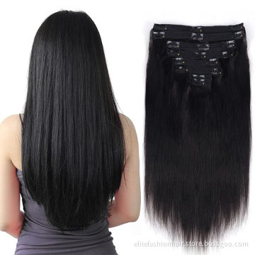 High quality straight No any split ends Double Weft Clip in Hair Extensions Real Human Hair 7pcs Clip in Human Hair extensions